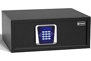 XDeer Hotel Safe 1.39 Cubic Feet Home Safe Personal Document Safe Steel Security Safe Box With Hotel-Style Digital Electronic Lock/Sensor Light/Silent Mode - Black