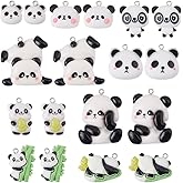 SUNNYCLUE 36Pcs 9 Styles Panda Jewelry Charms Animal Resin Pendant Charms Opaque Iron Loop White Chinese Bear Dangle Hanging Pendants Findings for Jewelry Making Bracelet Necklace Earring DIY Crafts