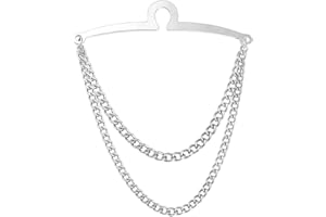 VVCOME Men's Tie Chain Gold Silver Black Tie Clips Link Chain Cravat Collar Pins with Gift Box