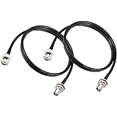Superbat BNC Extension Cable 50 ohm RG58 2PCS 3FT BNC Male to Female Bulkhead Jumper Coax Cable for UHF/VHF Ham Radio/Wireless Microphone Antenna/CCTV/Amateur Radio etc.