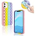 aupartuds Pop It Phone Case for iPhone 11,Stress Reliever Push Pop Bubble Fidget Toys Cover,Cute Funny Soft Silicone Protective Shell for iPhone 11 6.1 inch - Rainbow