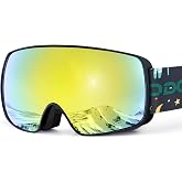Odoland Kids Ski Goggles, Anti-Fog OTG Youth Snow Goggles | Double-Layer Spherical Lens, UV400 Helmet Compatible Snowboard Goggles for Boys Girls Skiing Snowboarding Age 8-16