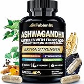 Fubienfit Ashwagandha Supplements - Premium Himalayan Shilajit Capsules for Men - with Ginseng & Fulvic Acid for Men & Women - 120 Count