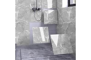 Chejiaye Peel and Stick Marble Wall Panels 11.8"x11.8"- Waterproof Self-Adhesive for Interior Wall Decor,PVC Foam Backsplash Tile for Kitchen (Not Real Tile) (Gray, 1.8"x11.8"x0.08"in-Thin)