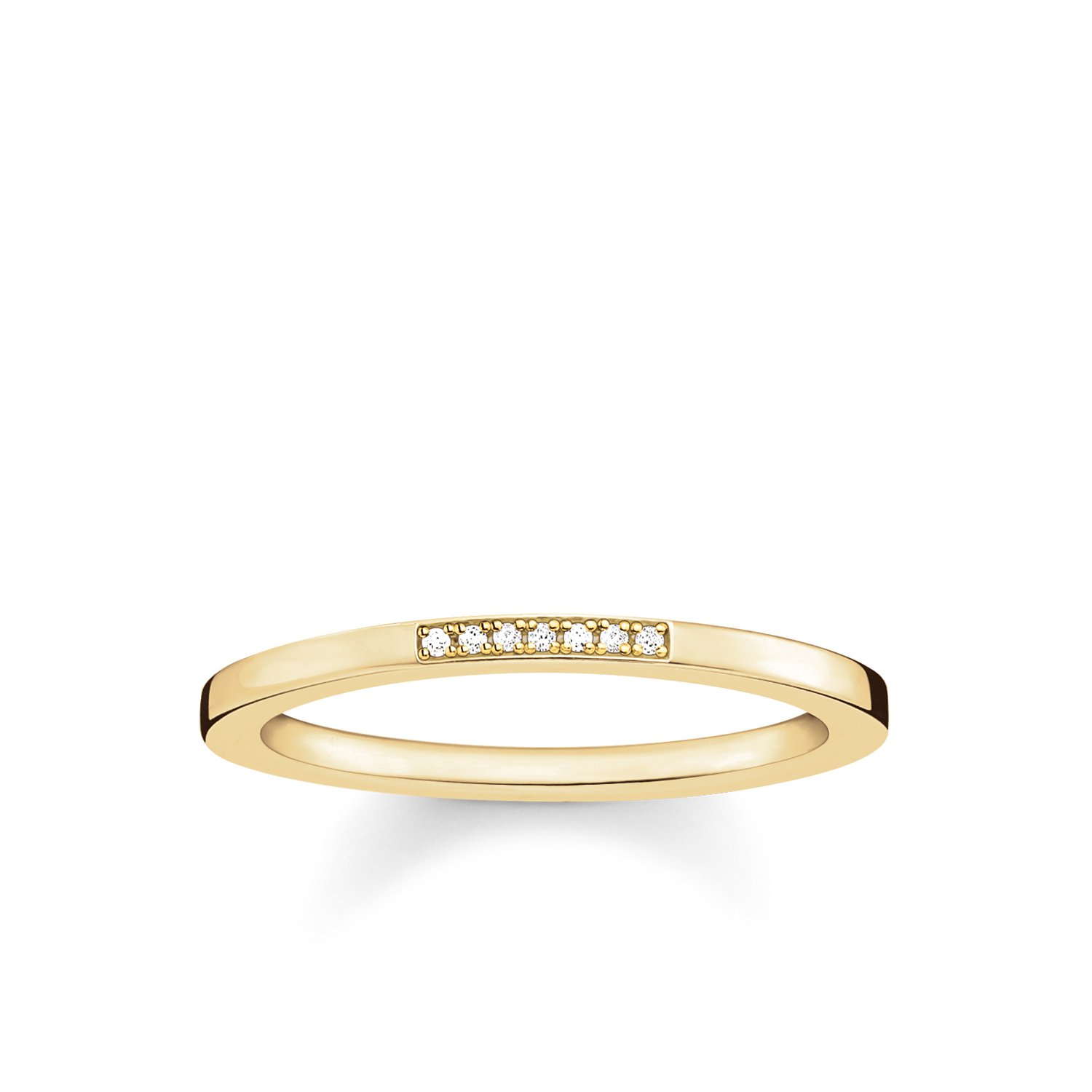 Thomas Sabo Women-Ring Glam & Soul 925 Sterling Silver 18k yellow gold plating diamond pavé white Sz. 52 (16.6) D_TR0005-924-14-52