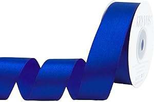 KRYVUS Dark Royal Blue Satin Ribbon 1 inch X Continuous 25 Yards, Single Face Polyester Ribbon Perfect for Gift Wrapping, Flower Bouquet, Wedding Decor, Crafts, Bow Making, Sewing and More