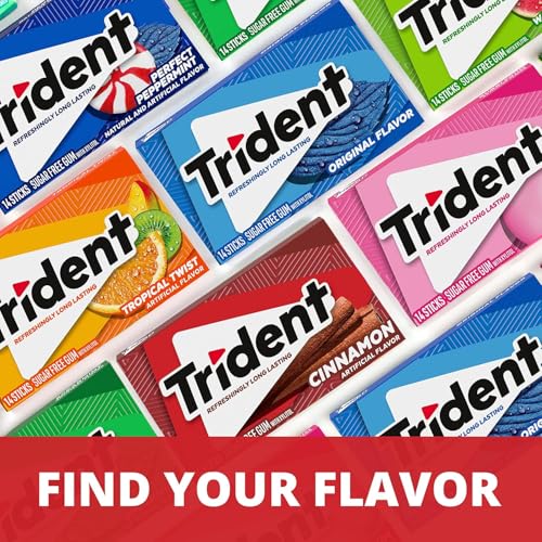 TRIDENT CINNAMON SUGAR-FREE CHEWING GUM, 3 PACKS OF 14 PIECES (42 TOTAL PIECES)