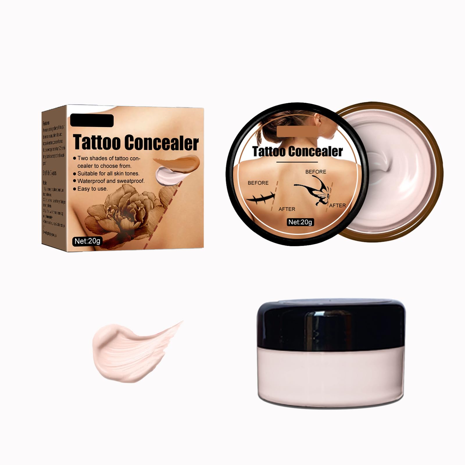 Photo 1 of Tattoo Cover Up, Invisible Waterproof Concealer,Long Lasting Professional Skin Makeup Concealer Kit for Body Leg Tattoo, Light Color
