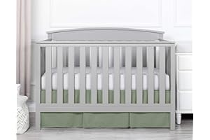 LOVE2SLEEP Crib Pleated Bed Skirt, 100% Egyptian Cotton 800 Thread Count, Mini Crib Size (24" x 38"+10") Inch Drop Toddler Bed Skirt for Baby Boys or Girls - Sage Solid