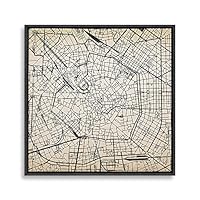 Framed Canvas Wall Art Map Canvas Prints Home Artwork Decoration for Living Room,Bedroom - 16x16 inches