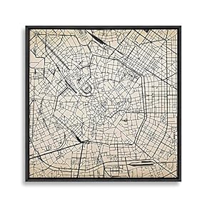 Framed Canvas Wall Art Map Canvas Prints Home Artwork Decoration for Living Room,Bedroom - 16x16 inches