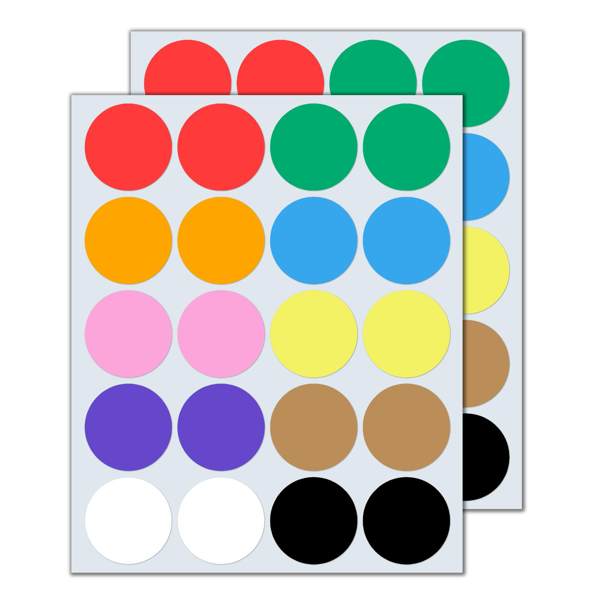 500 Pieces - Large Coloured Stickers for Moving Boxes, Big Round Circle Sticky Labels - 10 Colours, 50mm (5cm)