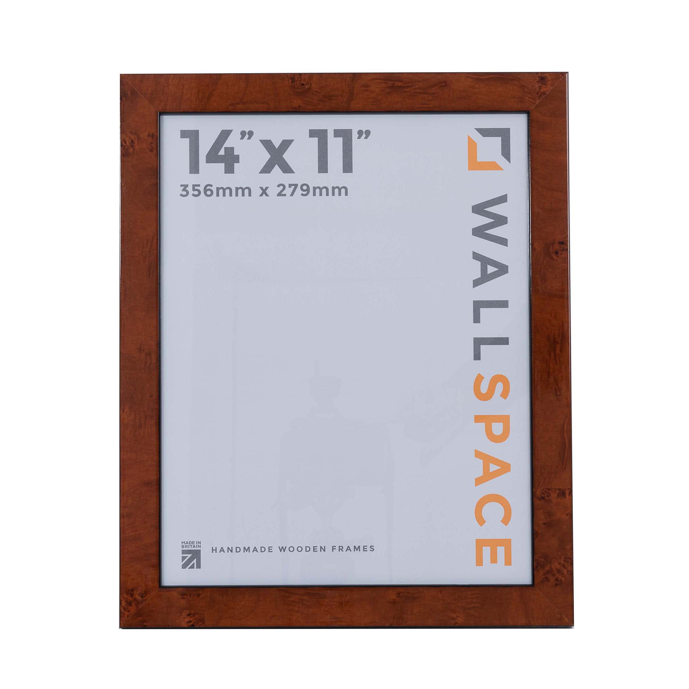 Wall Space 14x11 Walnut Picture Frame | Walnut 11x14 Photo Frame | 14 x 11 inch | 356x279mm | 35.6x27.9cm | Real Wood with Glass | Handmade Wooden Made in UK
