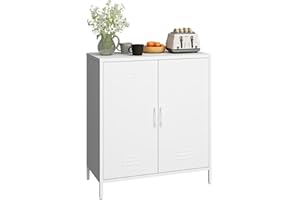 Steehoom Locker Cabinet, 35.43" H White Metal Locker Storage Cabinet for Employees with Locking Door and 2 Shelves Kids Locker Tool File Cabinets for Bedroom, Home Office, Garage, Bathroom