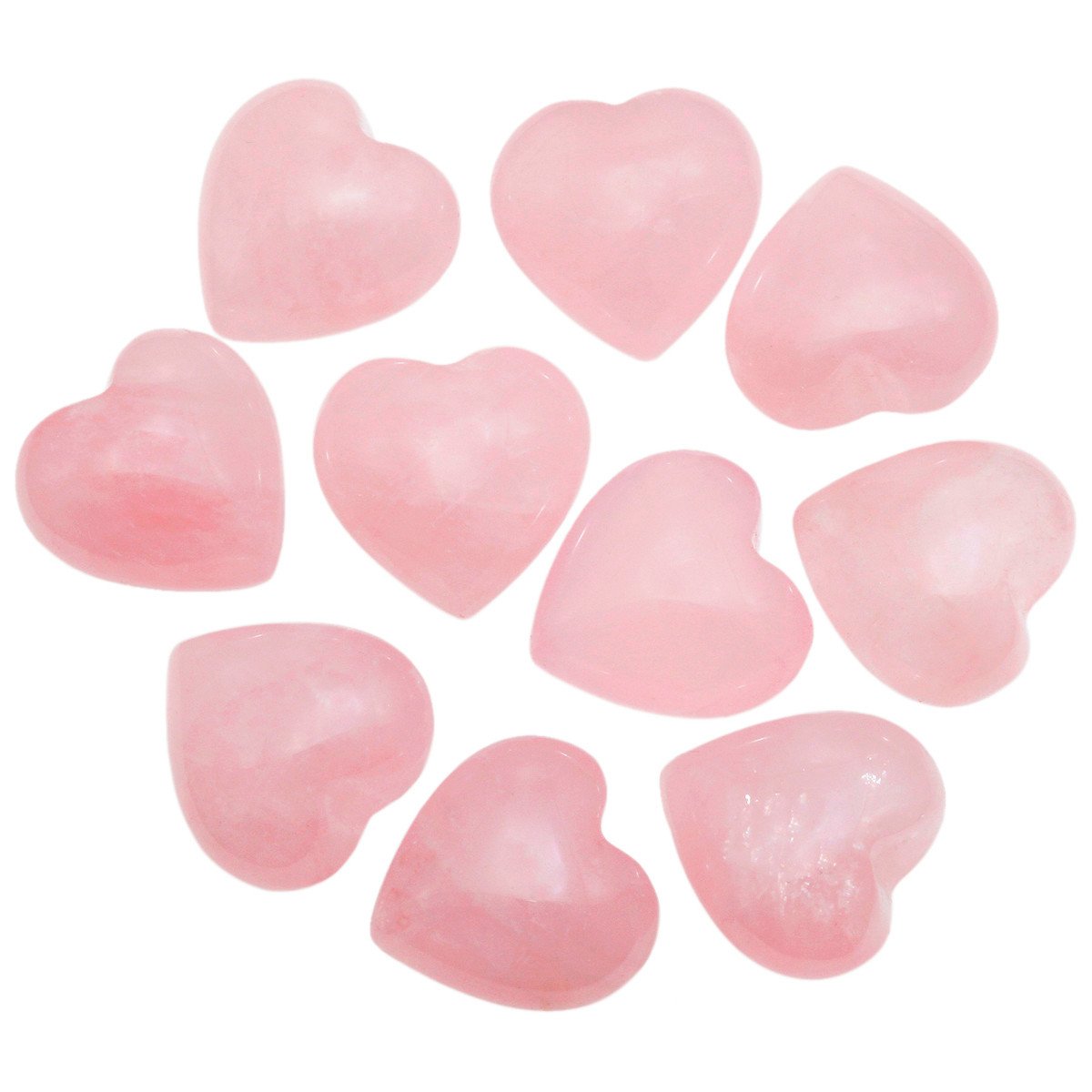 Shanxing 10pcs Natural Rose Quartz Mini Heart Crystals Set, Small Polished Pink Heart Stones for Arts and Crafts Healing Crystal Gifts Party Room Decor Pocket Love Heart Stone Gift for Women Girl