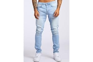 Men's Slim Fit Light Wash Jeans Stretch Casual Streetwear Distressed Straight Leg Denim Pants Soft Comfortable Daily Wear