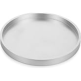 Hanobe Decorative Trays for Coffee Table: Silver Round Tray Decor Circle Farmhouse Table Centerpiece Rustic Candle Holder for Home Decor Ottoman Counter Display Living Room Organizer 12"