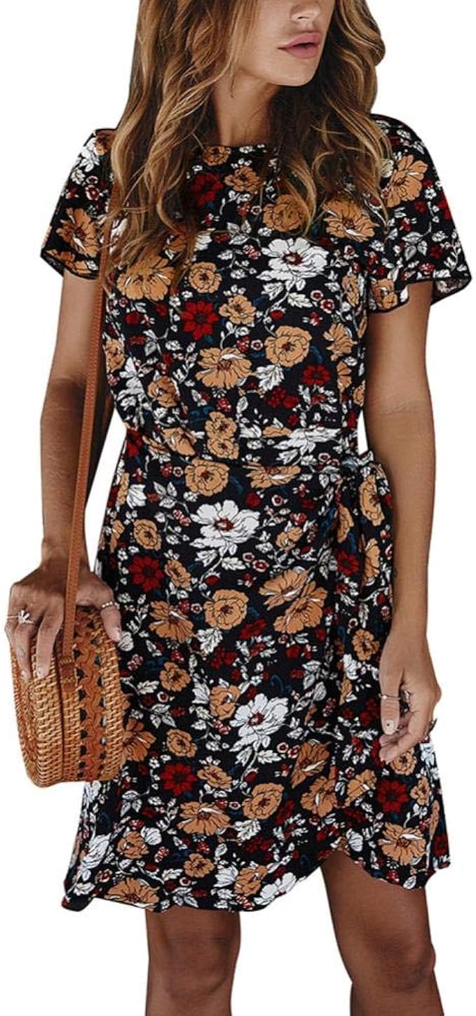 floral one piece dress short