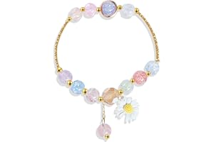 Flower Girl Bracelet for Women Stretch Beaded Bracelet Cute Daisy Bracelet Crystal Gifts for Her Birthday Christmas Gifts Sto