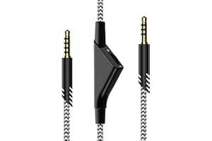 TONMOM Replacement for Astro A40 Cord, A10 Headset Cable Braided Wire, 6.5 Feet/2.0 M Volume Control Cable Compatible with Astro A40TR/A40/A10 Gaming Headsets Cord (Black and White)