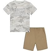 Lucky Brand boys Lucky Brand 2 Piece Knit Woven Short Set
