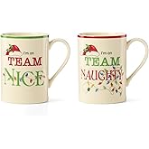 Lenox Coffee Mug, Naughty & Nice 14 Oz Mugs Set Of 2, Ceramic Material, Microwave Safe, Dishwasher Safe, Christmas Drinkware Set Mugs for Coffee and Tea, Christmas Decoration (14 Oz, Set Of 2)