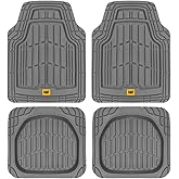 Cat® ToughRide™ Heavy-Duty 4 Piece Rubber All Season Floor Mats for Car Truck Van SUV, Black - Premium Trim to Fit Cars Floor Mat, All Weather Deep Dish Automotive Floor Mats, Total Dirt Protection