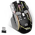 ATTACK SHARK G6 Gaming Mouse, Wired/Wireless/Bluetooth Tri Modes, 5 Adjustable DPI and 11 RGB Backlit, Rechargeable Silent Computer Gaming Mice for Windows/Android/MAC/iOS(Grey)