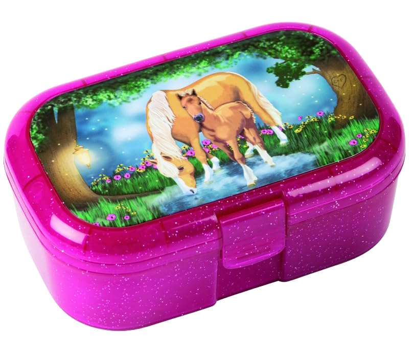 Mauder Verlag 10661 TapirElla Glitter Lunch Box Horse Magic Plastic Lunch Box with Vegetable Fruit Compartment