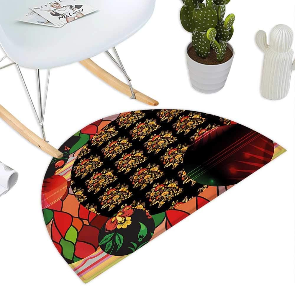 Cojín semicircular de Flores con diseño Tradicional Ruso de Flores y