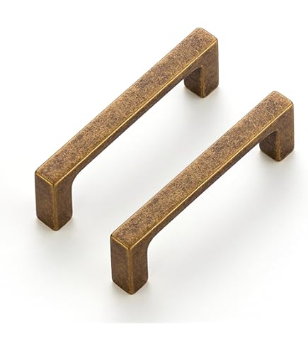 Cabinet Pulls Square Retro 6.3"(160mm) Hole Center Antique Brass 10 Pack