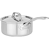 Viking PureGlide Pro 3-Ply Nonstick Sauce Pan, Made without PFAS, 2-Quart Induction Cooking Pot with Lid, Metal Utensil Safe Titanium Nonstick Surface, Oven Safe to 600F