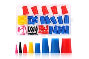 Swpeet 50Pcs High Temp Silicone Rubber Protective Tapered Plug Assortment Kit, Masking System Kit Perfect for Powder Coating, Painting, Anodizing, Plating & Media Blasting