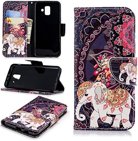 Find box Galaxy A6 2018 Case, [Wallet Stand] [Slim Fit] Heavy Duty Protective Shock Resistant Flip Cover Wallet Case Flip Leather Phone Case for Samsung Galaxy A6 2018 Big Elephant