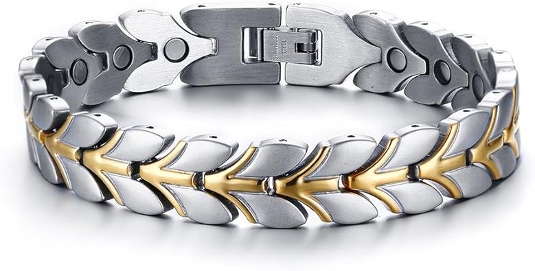 Amazon Rockyu ジュエリー 人気 ブランド 磁気ブレスレット メンズ シルバー ゲルマニウム 腕輪 麦 穂 金属アレルギー おしゃれ 父の日 プレゼント シルバー ブレスレット 通販