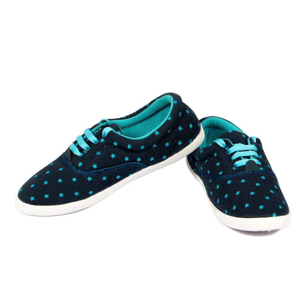 asian shoes lr-23 navy blue firozi shoes canvas women shoes