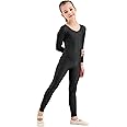 Kepblom Girls Scoop Neck Long Sleeve Unitard Bodysuit Dancewear For Child