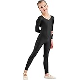 Kepblom Girls Scoop Neck Long Sleeve Unitard Bodysuit Dancewear For Child