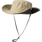 TOP-EX Men's Wide Brim Sun Hat UPF 50+ Waterproof, Packable Breathable Mesh Boonie Bucket Cap for Hiking Fishing Safari