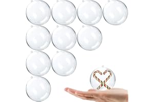 Jishi 10pk Clear Plastic Christmas Ornaments for Crafts Fillable DIY Christmas Ornaments Balls 60mm Acrylic Ornaments for Christmas Tree Decorations, Hanging Christmas Decorations Home Decor Supplies