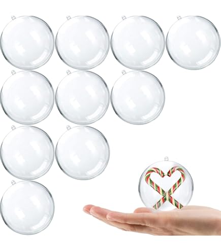 12 Pack Clear Fillable Plastic Ball Ornaments – 2.7 Inch (70mm) For DIY Crafts & Party Favors