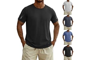 T Shirts for Man Short Sleeve Plus Size Tops Breathable Running Athletic Workout Tee Crew Neck Comfy Gym Sport Shirt