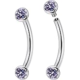 Jenxnjsjo F136 Titanium 16g 6/8/10mm Eyebrow/Rook/Snug/Vertical-Labret/VCH/Snake-Eyes/Anti-Tragus/Christina/Daith/Belly-Button/Bridge/Hood/Surface Curved Barbell Piercing Jewelry for Women Men