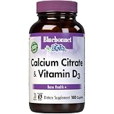 Bluebonnet Calcium Citrate with Vitamin D3 - Daily Bone Health &amp; Strength Plus Immune Support* 1000mg Calcium Supplement for Women &amp; Men - Non-GMO, Gluten-Free - 180 Caplets