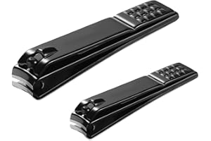 JAZZZNAP Nail Clippers Set for Men and Women, Ultra Sharp Fingernail Clipper and Toenail Clipper with Curved Blade Edge, Black