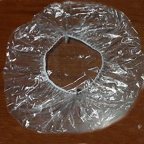 YJYdada Disposable Shower Caps, 100Pcs Plastic Hair Processing Caps, Large Elastic Bath Caps for SPA,Dye,Hair Salon,Home Use Hotel Travel Shoes Covers (White) - Thumbnail 5