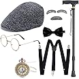 Gionforsy Old Man Costume Accessories Set 100 Days of School Grandpa Accessories 1920s Men Gatsby Costume
