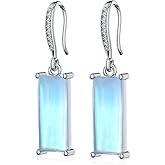 Moonstone Dangle Drop Earrings 925 Sterling Silver Rectangle Moonstone Earrings for Women Jewelry Gifts for Her Birthday Christmas