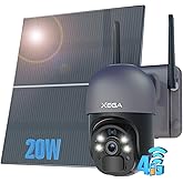 Xega® 4G LTE Cellular Security Camera with 20W Solar Panel 20000mAh Built-in Battery - [24/7 Record] Solar No WiFi Security Camera Wireless Outdoor,2K HD Color Night Vision, PIR Motion Detection,IP66
