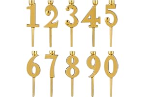 0-9 Numbered Birthday Cake Candle Holder Set, Reusable Stable Cake Candle Holder for Party, Silver Gold Cakes Topper Decorati